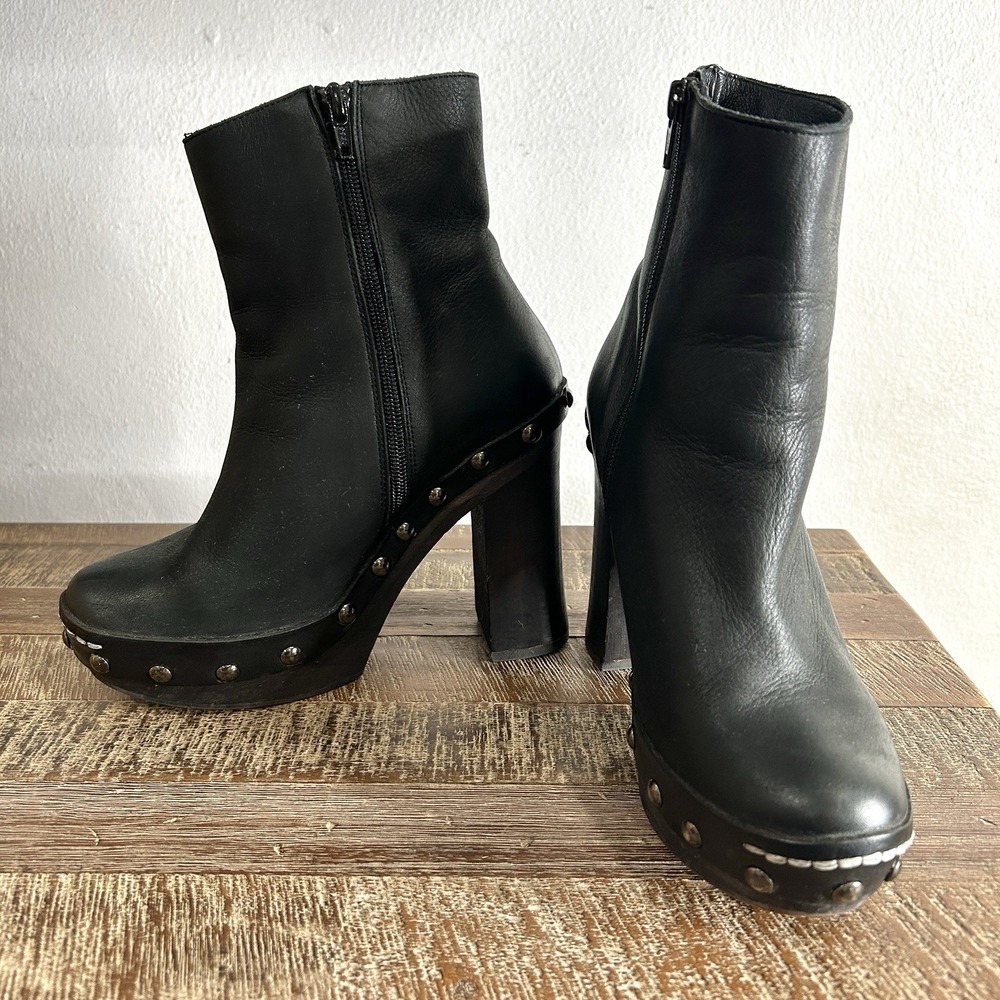 Free People Phantom Clog Boot 38 EU 7.5 Boho Leather Studded Platform Chunky - Picture 5 of 10